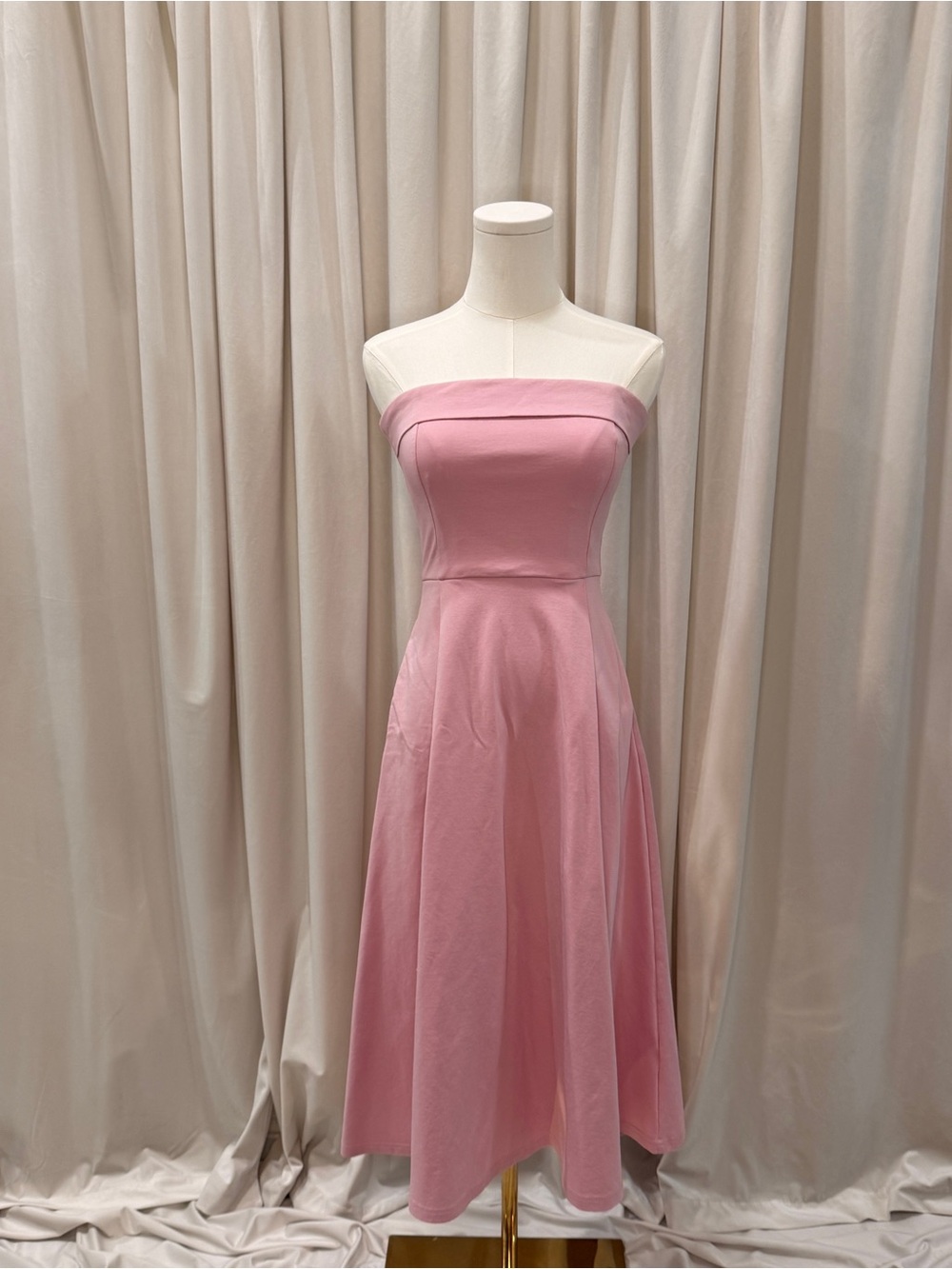 OGL Move Pink Strapless Midi Dress with Pockets XS